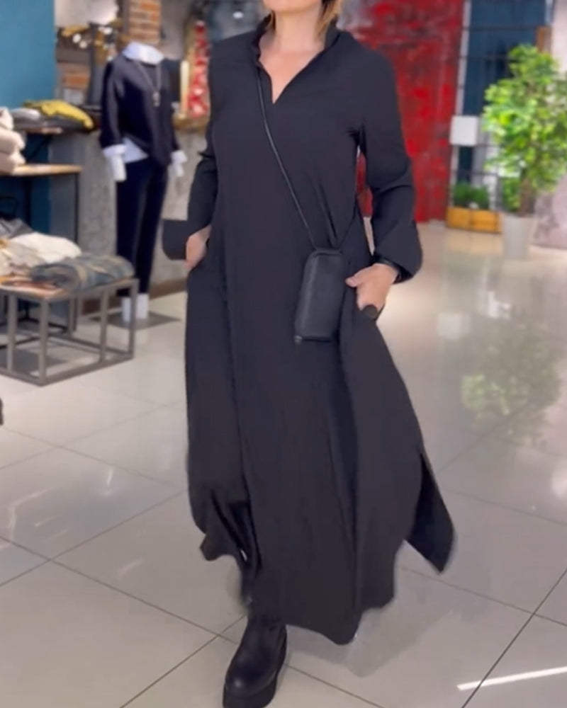 Chloe | Losse lange jurk met zijsplit