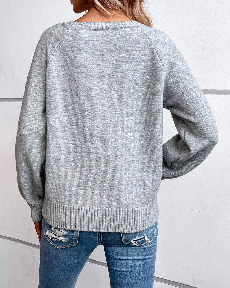 Effen kleur trui met lange mouwen in de kleur Grijs voor dames in stijl ideaal voor de herfst.