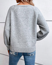 Effen kleur trui met lange mouwen in de kleur Grijs voor dames in stijl ideaal voor de herfst.