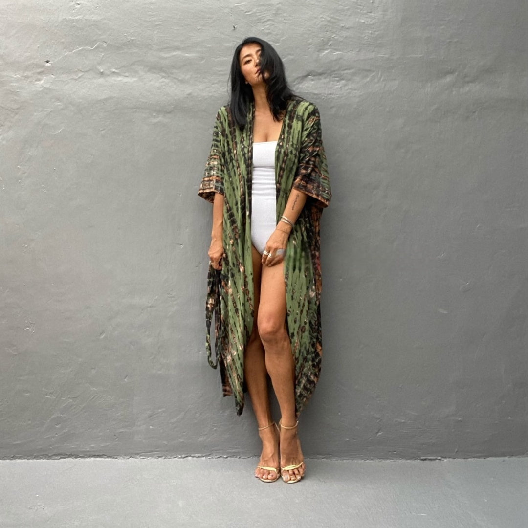 Elegante Kimono in de kleur Groen voor dames in Lounge stijl ideaal voor de lente.