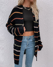 Gestreept vest met verlaagde schouder in de kleur Zwart voor dames in stijl ideaal voor de herfst.