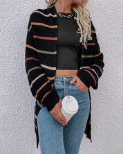 Gestreept vest met verlaagde schouder in de kleur Zwart voor dames in stijl ideaal voor de herfst.
