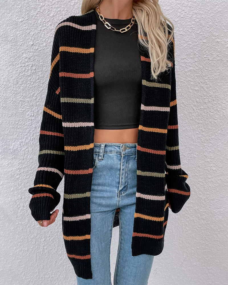 Gestreept vest met verlaagde schouder in de kleur Zwart voor dames in stijl ideaal voor de herfst.