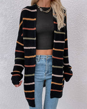 Gestreept vest met verlaagde schouder in de kleur Zwart voor dames in stijl ideaal voor de herfst.