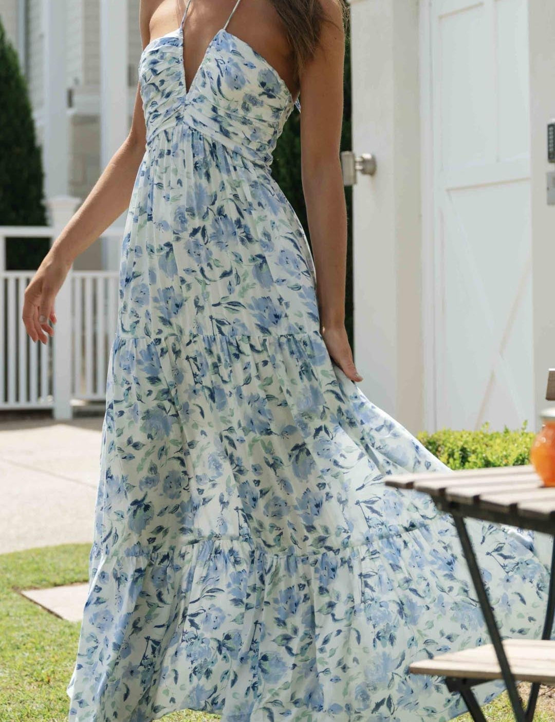 Halternek Jurk Bloemen Maxi Jurk Ruby