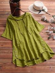 Monroe | Zomerblouse met korte mouwen en knoopjes aan de zijkant