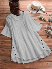 Monroe | Zomerblouse met korte mouwen en knoopjes aan de zijkant