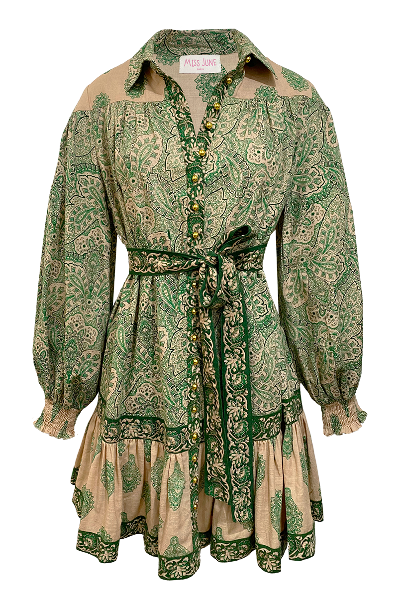 Jurk Eva in de kleur Groen voor dames in stijl ideaal voor de lente.