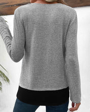 Meerlagige Top met lange mouwen in de kleur Grijs voor dames in stijl ideaal voor de herfst.