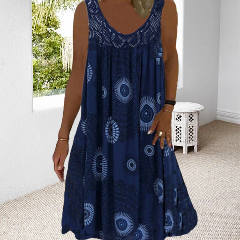 Mouwloze jurk Anika-Donkerblauw-deqalli