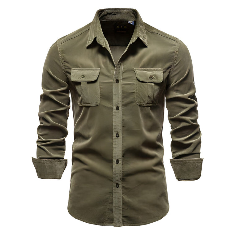 P. legend Overhemd | Casual overhemd voor heren in de kleur Legergroen voor heren in stijl geschikt voor alle seizoenen.