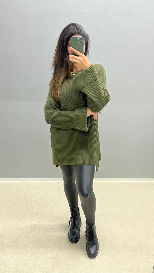 Pullover trui in de kleur Khaki voor dames in Heritage stijl ideaal voor de herfst.