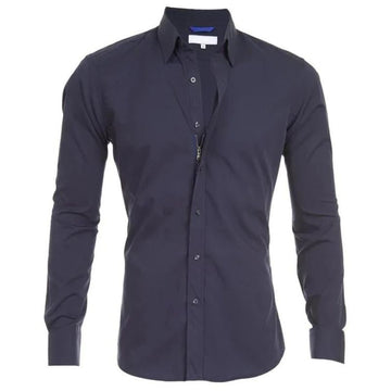 Roben | kreukvrije Heren overhemd Met Rits in de kleur Marineblauw voor heren in stijl geschikt voor alle seizoenen.