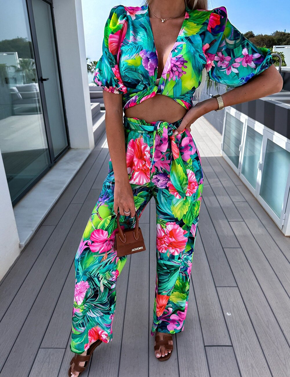 Rosalie | Twee-delige set met print in de kleur Groen voor dames in stijl ideaal voor de zomer.