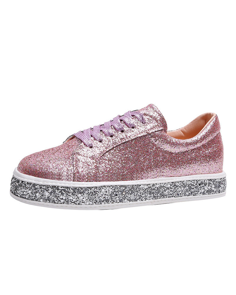 Plateausneakers met glitters in grote maten voor vrouwen