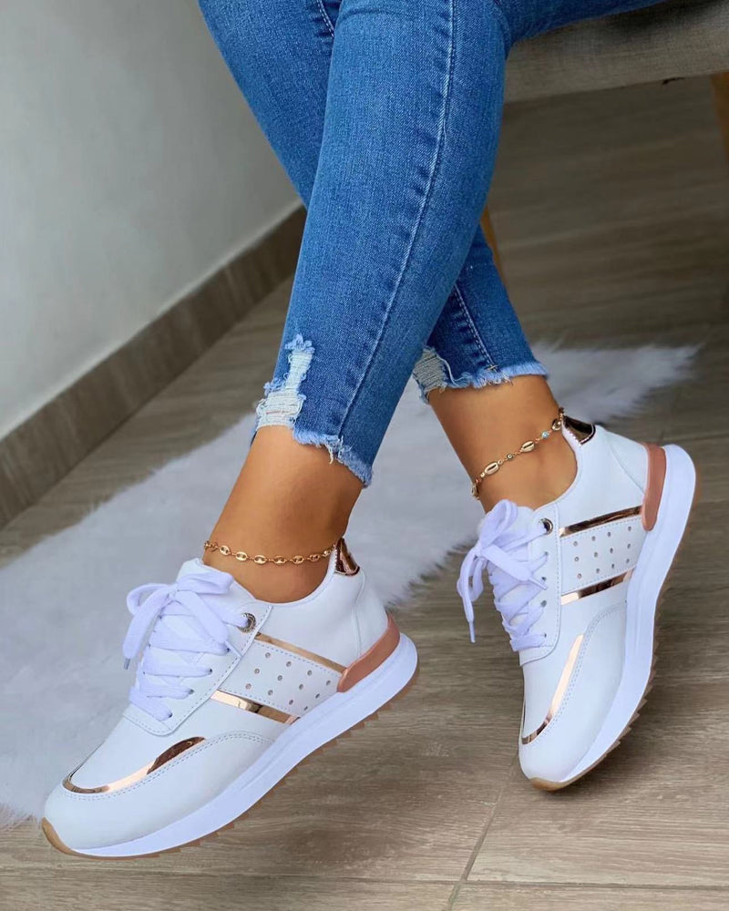 Sneakers met blokkleur in de kleur Wit voor dames in stijl geschikt voor alle seizoenen.