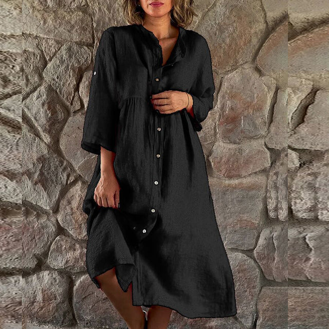 Stijlvolle jurk van katoen in de kleur Zwart voor dames in stijl ideaal voor de zomer.