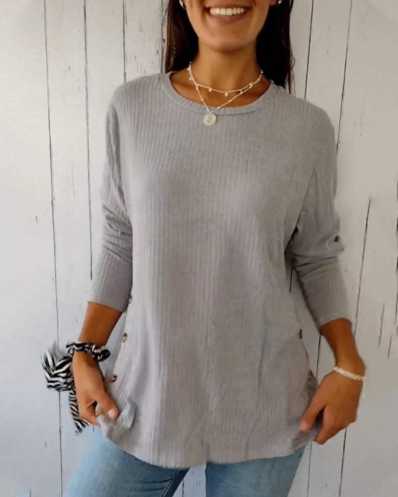 Top met lange mouwen en ronde hals in de kleur Blauw voor dames in stijl ideaal voor de herfst.