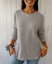 Top met lange mouwen en ronde hals in de kleur Blauw voor dames in stijl ideaal voor de herfst.
