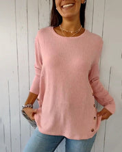 Top met lange mouwen en ronde hals in de kleur Blauw voor dames in stijl ideaal voor de herfst.