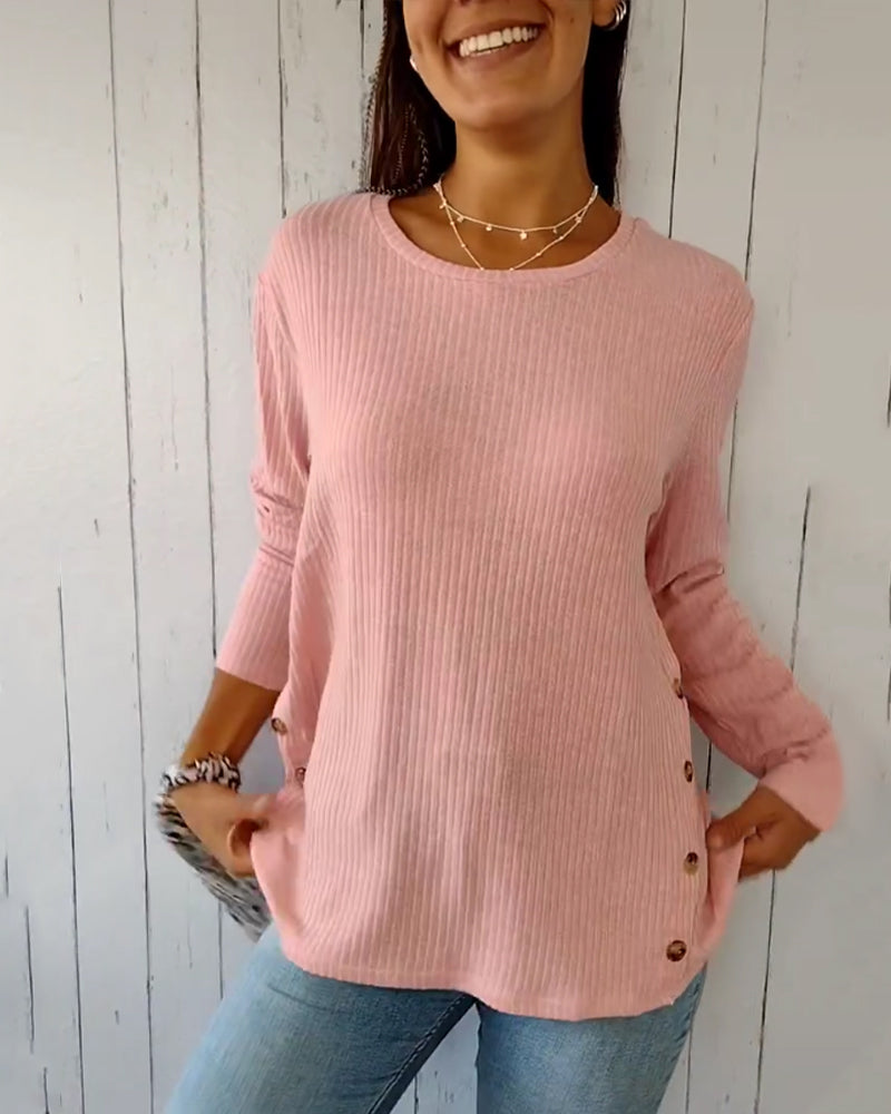 Top met lange mouwen en ronde hals in de kleur Blauw voor dames in stijl ideaal voor de herfst.