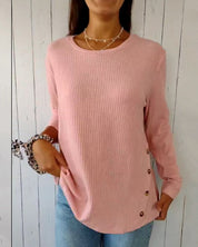 Top met lange mouwen en ronde hals in de kleur Roze voor dames in stijl ideaal voor de herfst.