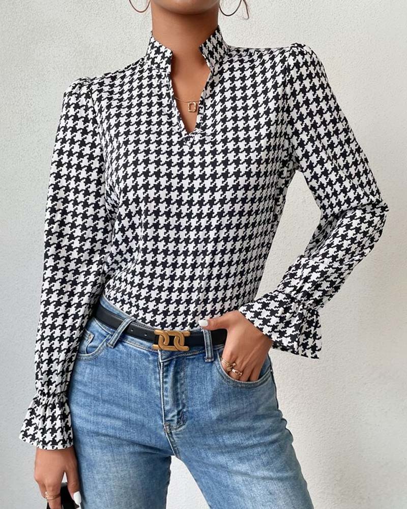 Top met leuke zwart-witte print in de kleur Zwart/Wit voor dames in stijl ideaal voor de herfst.