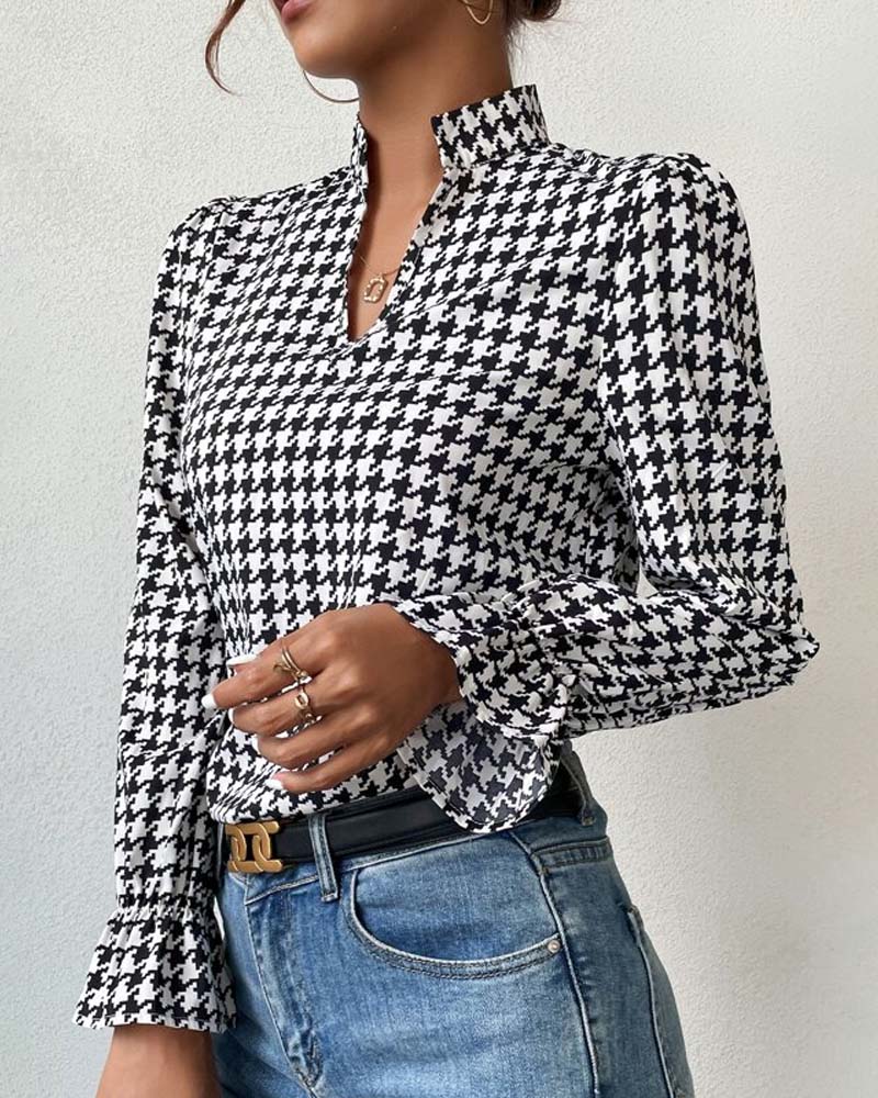 Top met leuke zwart-witte print in de kleur Zwart/Wit voor dames in stijl ideaal voor de herfst.