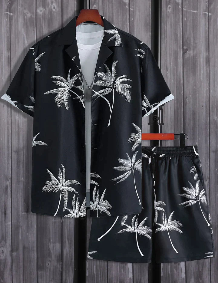Tropische Palmbomen Set in de kleur Zwart voor heren in stijl ideaal voor de zomer.